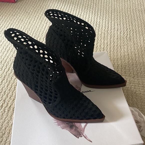 Jessica Simpson Lukkah Booties Black Woven 8.5M - Picture 7 of 14